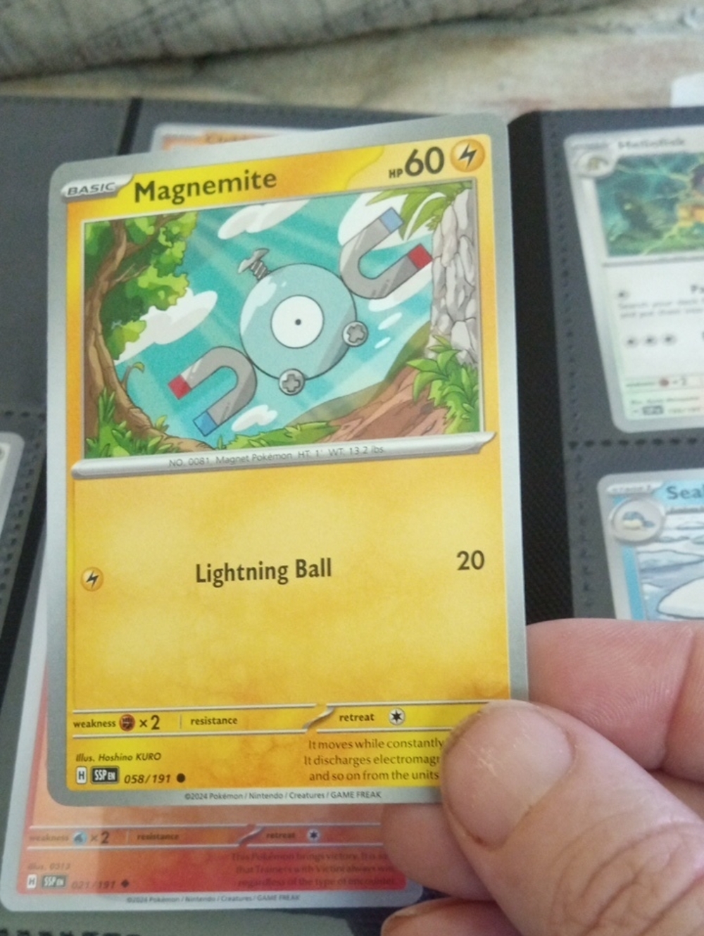 Pokemon Magnemite Card - Yellow & Blue Artwork